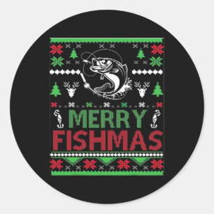 Ugly Fishing Christmas B Fish Apparel  Classic Round Sticker