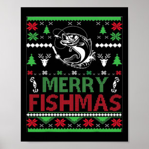Ugly Fishing Christmas B Fish Apparel  Poster
