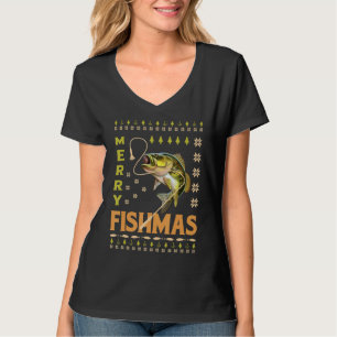 Ugly Fishing Christmas Bass Fish Merry Fishmas T-Shirt