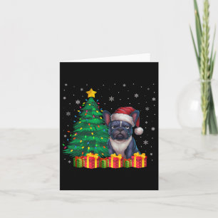 Ugly French Bulldog Santa Hat Christmas Lights Dog Card