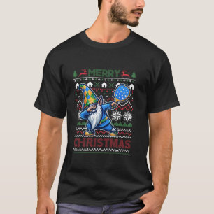 Ugly Funny Pickleball Paddle Santa Hat Dabbing Gif T-Shirt