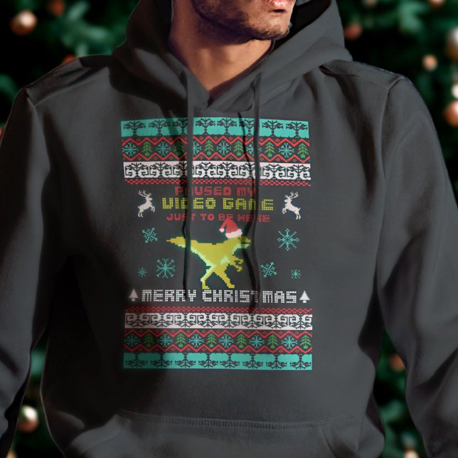 Ugly Gamer Christmas Hoodie – Dinosaur Pixel Style (Creator Uploaded)