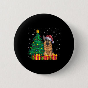 Ugly German Shepherd Santa Hat Christmas Lights Do 6 Cm Round Badge