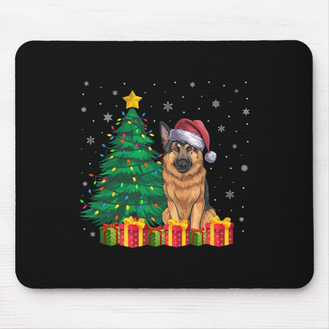 Ugly German Shepherd Santa Hat Christmas Lights Do Mouse Pad (Front)