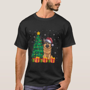 Ugly German Shepherd Santa Hat Christmas Lights Do T-Shirt