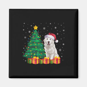 Ugly Great Pyrenees Santa Hat Christmas Lights Dog Magnet