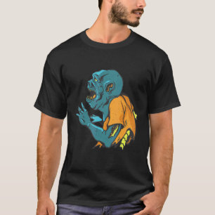 Ugly Green Zombie Arm Wound Spinal Skeleton Hallow T-Shirt