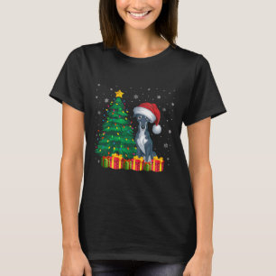 Ugly Greyhound Santa Hat Christmas Lights Dog Love T-Shirt