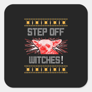 Ugly Halloween Sweater Chihuahua Step Off Witches Square Sticker