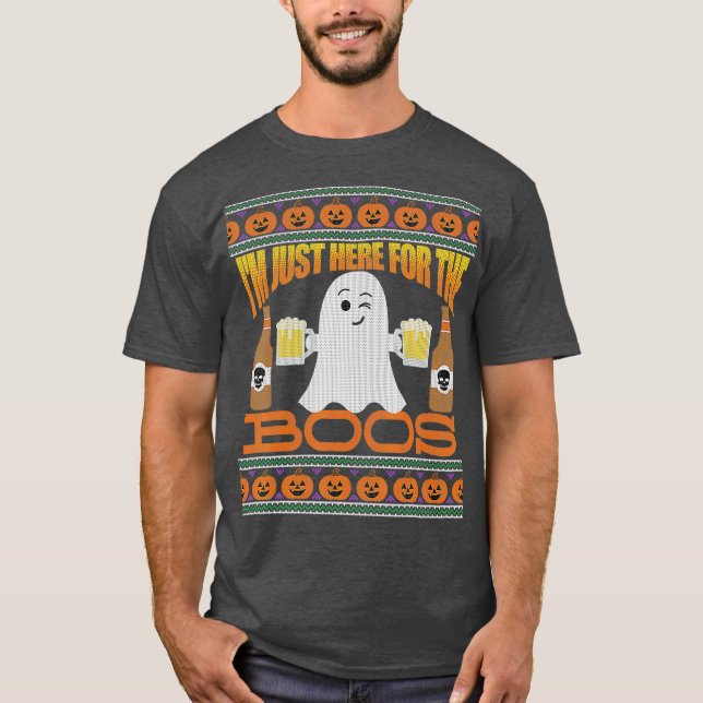 Ugly Halloween Sweater Style Beer Im Just Here (Front)