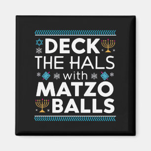 Ugly Hanukkah Deck Hall With Matzo Ball Chanukah Magnet