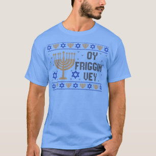 Ugly Hanukkah Pajama Menorah Oy Vey Yiddish Jewish T-Shirt
