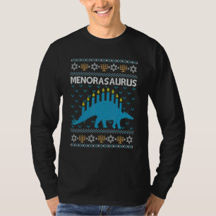 Ugly Hanukkah Sweater Dinosaur Menorah Dino Boys M