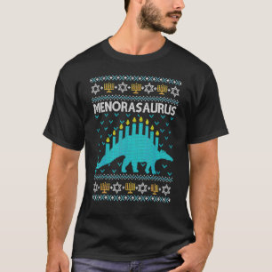 Ugly Hanukkah Sweater Dinosaur Menorah Dino Boys M