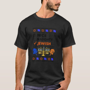 Ugly Hanukkah Sweater Nice Naughty Jewish Women Te
