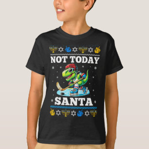 Ugly Hanukkah Sweater Not Today Santa Dinosaur Hoc