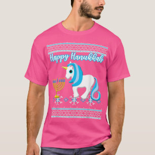 Ugly Hanukkah  Unicorn Menorah  T-Shirt