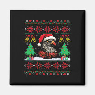Ugly Hawk Santa Hat Xmas Tree Hawk Christmas Magnet