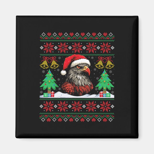 Ugly Hawk Santa Hat Xmas Tree Hawk Christmas  Magnet (Front)