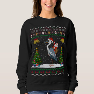 Ugly Heron Bird Xmas Gift Santa Riding Heron Chris Sweatshirt