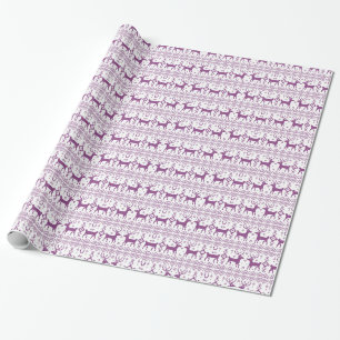 Ugly Holiday Sweater Purple Reindeer Design Wrapping Paper