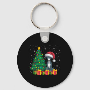 Ugly Italian Greyhound Santa Hat Christmas Lights  Key Ring