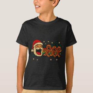 Ugly Knit Santa Chasing Gingerbread Funny Holiday  T-Shirt