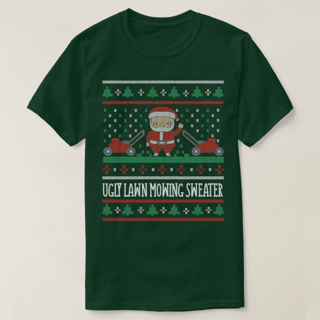 Ugly lawn mowing Christmas sweater (Design Front)
