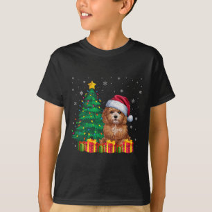 Ugly Maltipoo Santa Hat Christmas Lights Dog Lover T-Shirt
