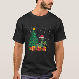 Ugly Mantis Santa Hat Christmas Tree Lights Pajama T-Shirt