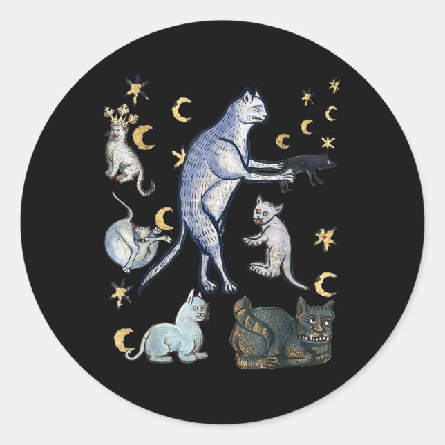 Ugly Mediaeval Cats  Classic Round Sticker (Front)