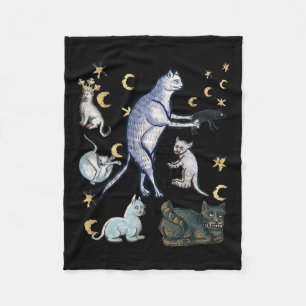 Ugly Mediaeval Cats Fleece Blanket