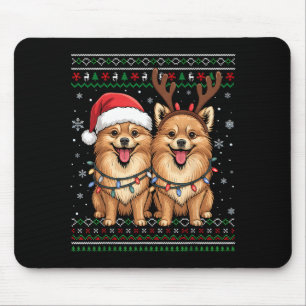 Ugly Meranian Dog Xmas Santa Matching Christmas Sw Mouse Pad
