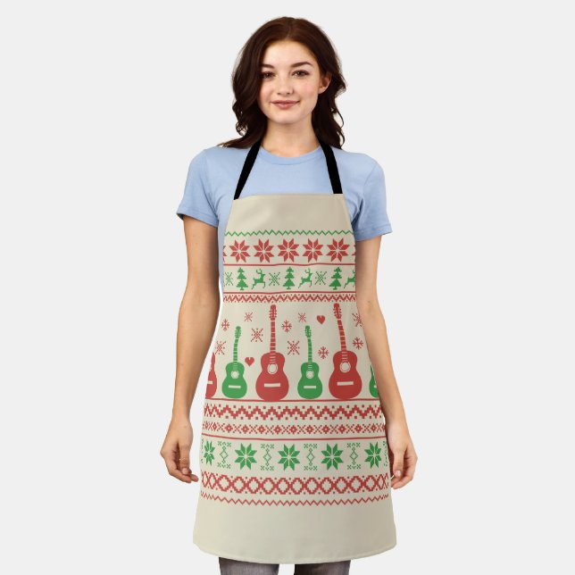 Ugly Merry Christmas sweater acoustic guitar Apron (Worn)