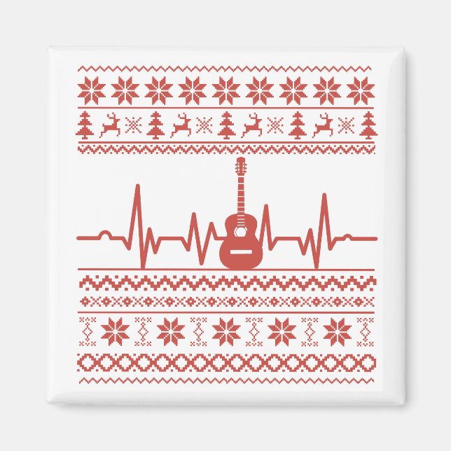 Ugly Merry Christmas sweater acoustic guitar Magnet (Front)