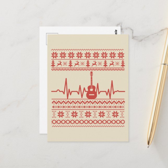 Ugly Merry Christmas sweater acoustic guitar Postcard (Front/Back In Situ)