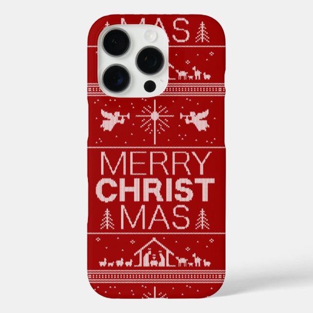 Ugly Merry Christmas Sweater Christian Nativity Case-Mate iPhone Case (Back)