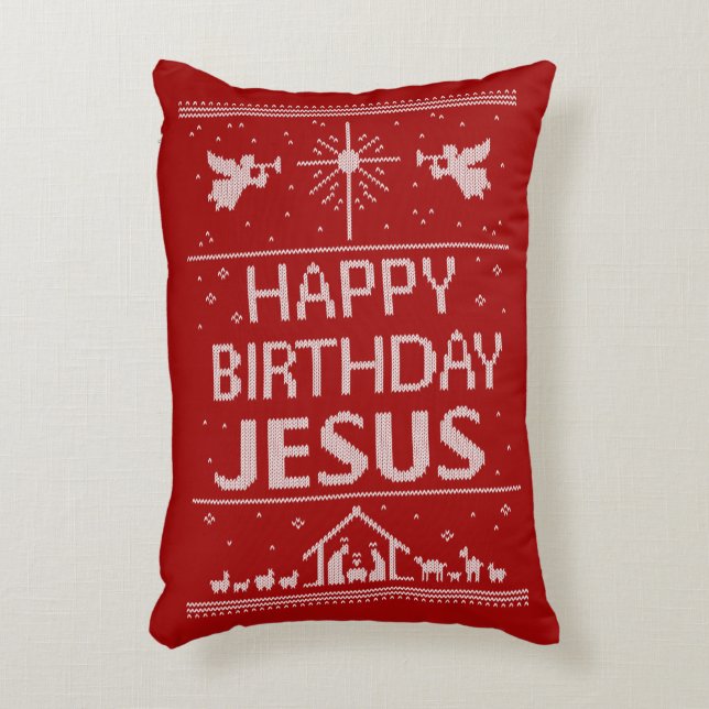 Ugly Merry Christmas Sweater Christian Religious Decorative Cushion (Front(Vertical))