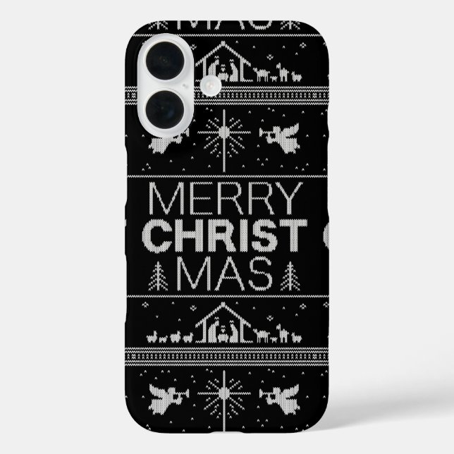Ugly Merry Christmas Sweater Elegant Christian     Case-Mate iPhone Case (Back)