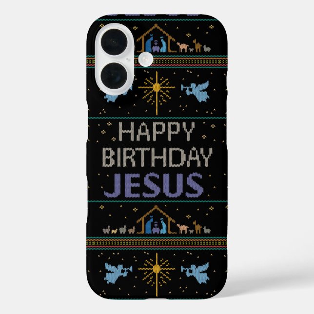 Ugly Merry Christmas Sweater Happy Birthday Jesus Case-Mate iPhone Case (Back)