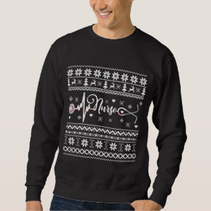 Ugly Merry Christmas sweater nurse heartbeat
