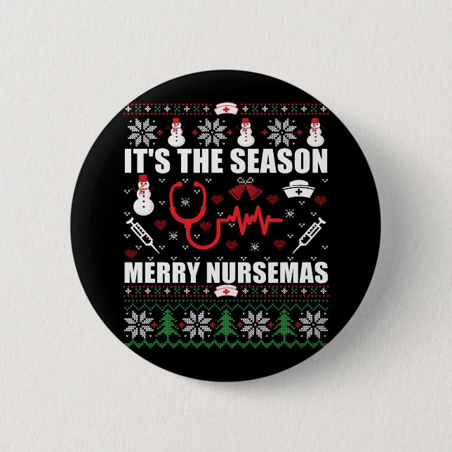 Ugly Merry Christmas sweater nurse RN gifts 6 Cm Round Badge (Front)