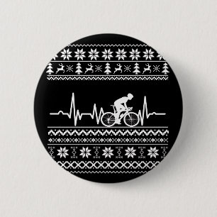 Ugly Merry christmas sweater riding a bike 6 Cm Round Badge