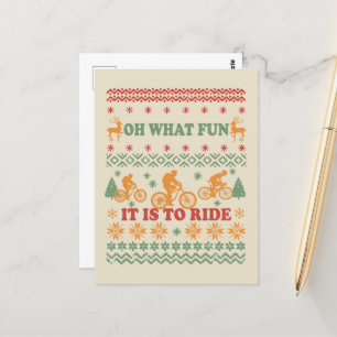 Ugly Merry christmas sweater riding a bike Postcard