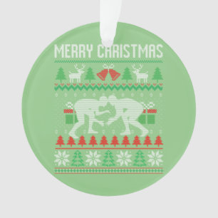 Ugly Merry Christmas Wrestling Wrestler Santa Xmas Ornament