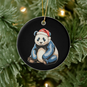 Ugly Panda Lovers Xmas Santa Holiday Sweater Ceramic Tree Decoration