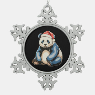Ugly Panda Lovers Xmas Santa Holiday Sweater Snowflake Pewter Christmas Ornament