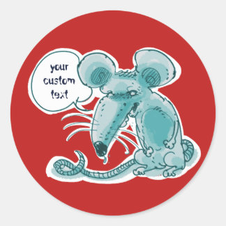 ugly rat cartoon with customisable speech baloon classic round sticker