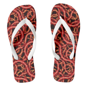 Ugly red worm cable pattern jandals