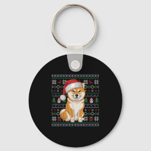 Ugly Shiba Inu Dog Lovers Xmas Sweater Santa Chris Key Ring